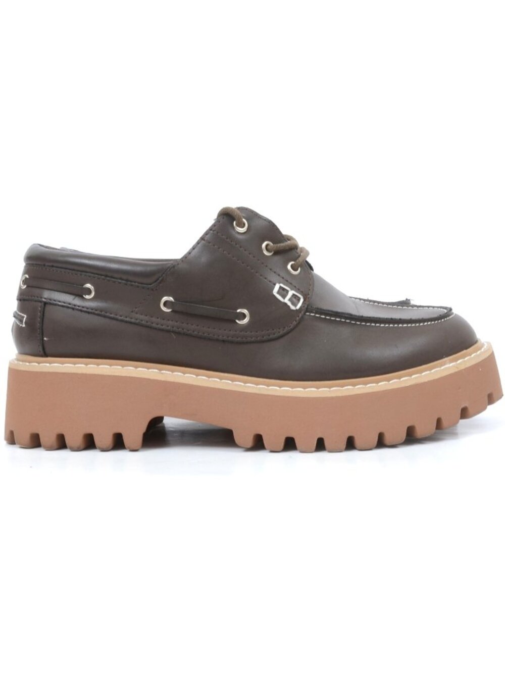 Cushionaire Beam Women 8.5 Chunky Lug Sole Faux Leather Memory Foam Boat Loafer